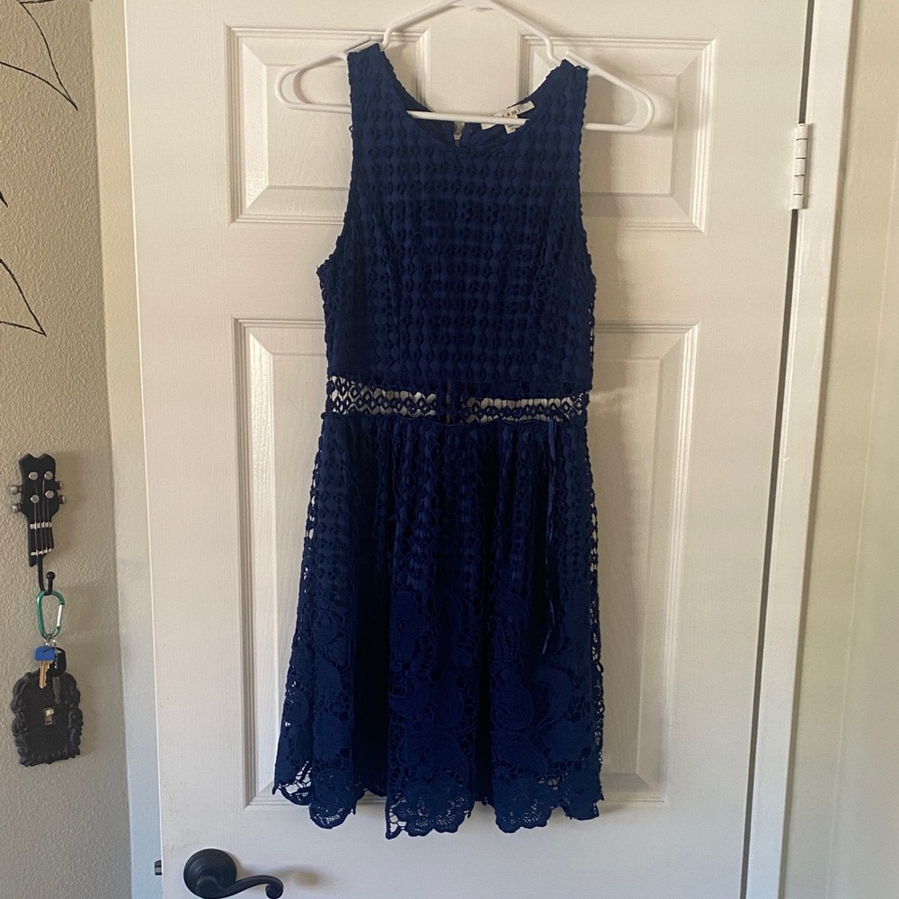 Miami Navy Blue Lace Formal Dress